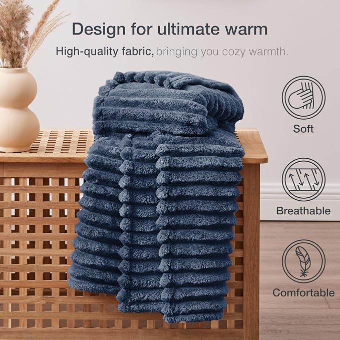 EXQ Home Gentle Soft Fleece Throw Blanket – Cozy Lightweight Blanket for Couch Bed – All-Season Warm Fuzzy Flannel Blanket for Women Mom Her – Gifts for Birthday(50"x60",Navy Blue)