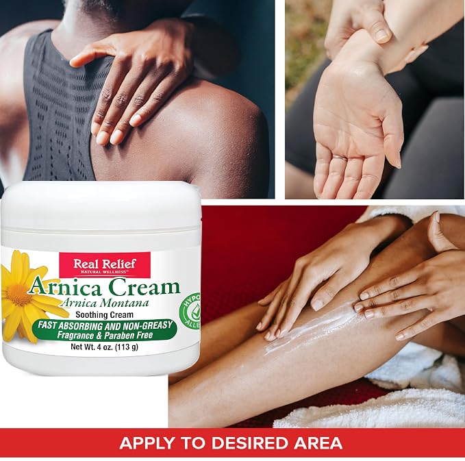 Arnica Cream, Natural, Non-Greasy, Hypoallergenic and Unscented, 4 oz (Pack of 2)