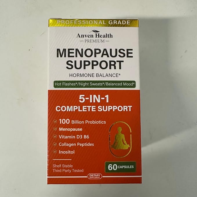 Menopause Relief Supplements for Women 100 Billion CFU, 120 | Vitamin D3 & B6, 100B Probiotics, Hot Flashes, pH Blance & Night Sweats Relief, Black Cohosh, Herbs, Collagen