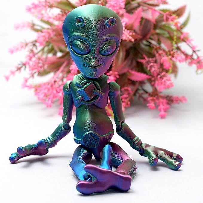 3D Printed Alien Model,Flexible Realistic Articulated Animal Fidget Toys,Mystery Figurines Gifts for Easter,Executive Desk Funny Décor and Festival Collectible,Easter Basket Stuffers (RGB)