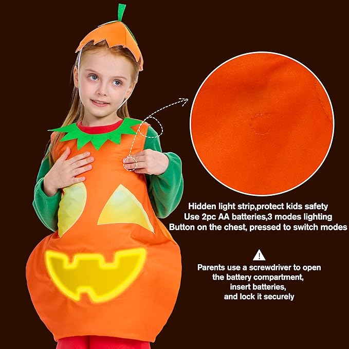 IKALI Halloween Pumpkin Costume with Pumpkin Hat Halloween Dress Up