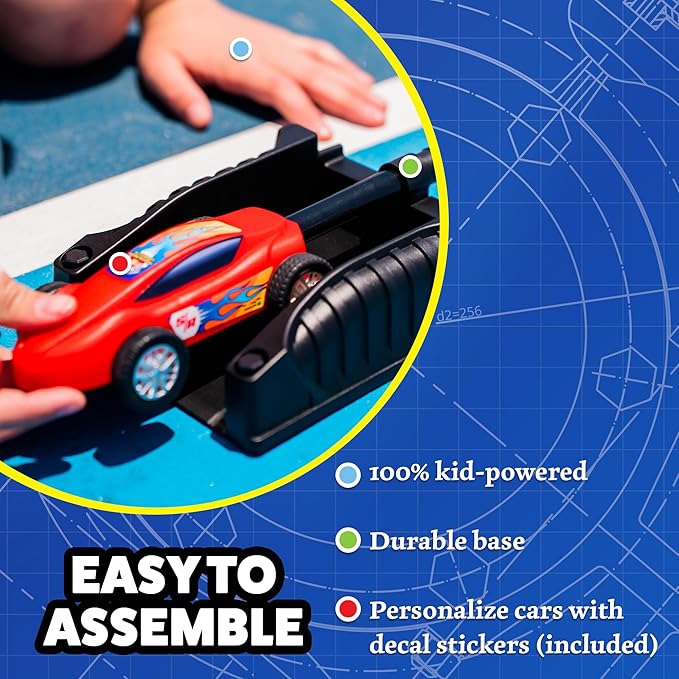 Stomp Racers Air Powered Race Cars by Stomp Rocket, 2 Car Racer Pack - Dueling Stomp Racers Toy Car Launcher - Fun Backyard & Outdoor Multi-Player Kids Toys Gifts for Boys, Girls & Toddlers