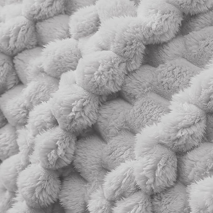 Whale Flotilla Soft Fleece King Size Bed Blanket 3D Jacquard, Light Grey | Lightweight Breathable Coverlet Bedspread for All Seasons, Super Cozy Plush Fluffy Fuzzy Decorative Blanket for Bed, 90"x104"