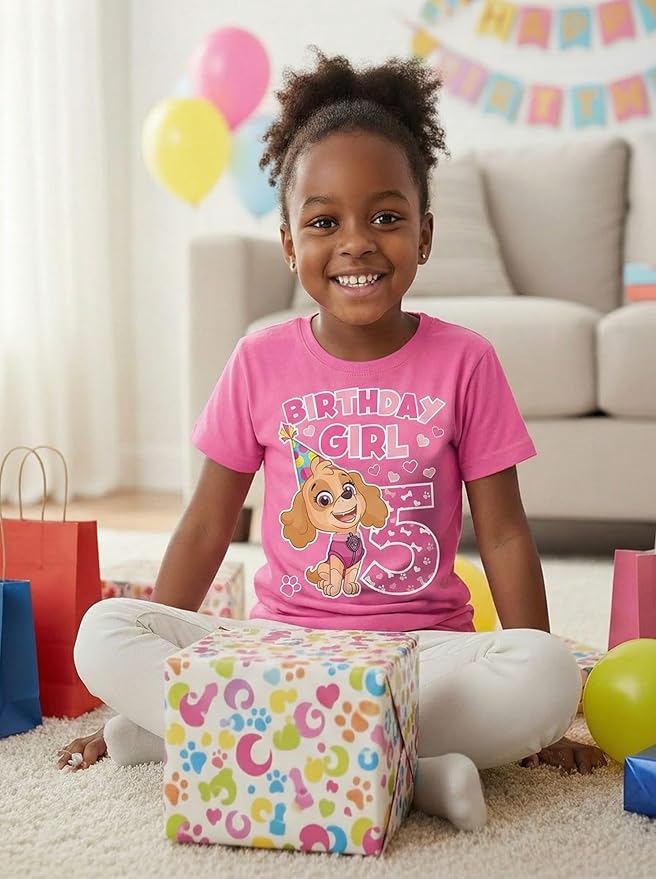 Skye Paw Patrol 4th Birthday Girl Shirt for 4 Year Old Girls - Pup-Themed Party Toddler T-Shirt