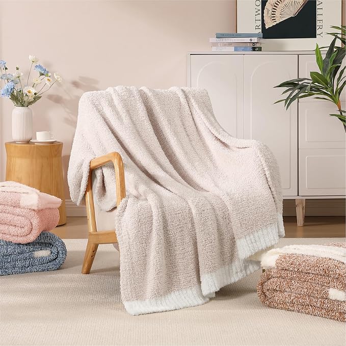 Soft Twin Blanket for Bed-Cozy Warm Reversible Knitted Blankets | Lightweight Fluffy Decor for Women, Mom, Her & Girls, Sofa, Chair, Couch, 60x80in, Cationic Dyeing Taupe