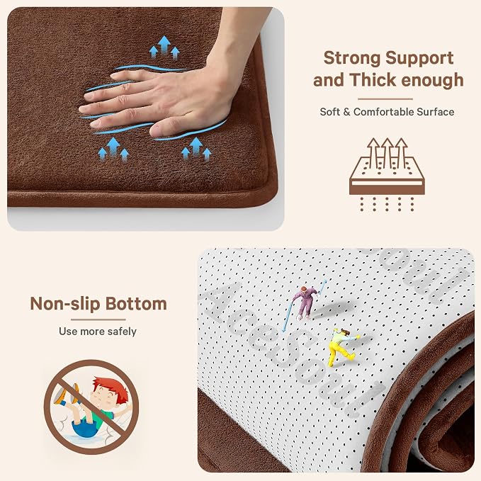 Baby Play Mat for Floor,Ultra Thick Elastic Foam 47"x47" Playmat Tummy Time Muscle Crawling Exercise Activity Cushion Gym Mat Nursery Playroom Area Kids Rug for Babies, Toddlers,Infants,Reddish Brown