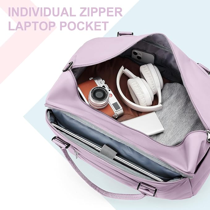 Travel Duffel Bag, Carry On Overnight Weekender Bags for Women | Travel Bag with Wet Pocket & Trolley Sleeve, For Spirit Airlines 18x14x8 Personal Item Bag