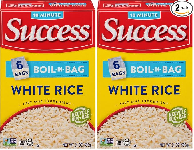 Success Boil-in-Bag Rice, WhiteRice, Quick and Easy Meals, 21-Ounce Box (Pack of 2)