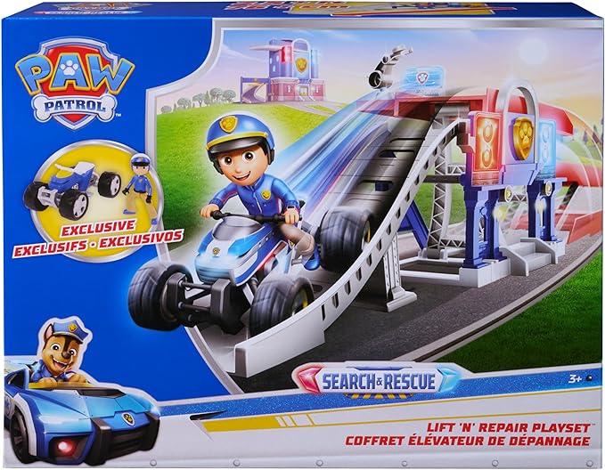 Paw Patrol Search & Rescue Lift 'N' Repair Playset with Exclusive Figure & Vehicle, Over 30+ Inch Long, Kids Toys for Boys and Girls Ages 3 and Up