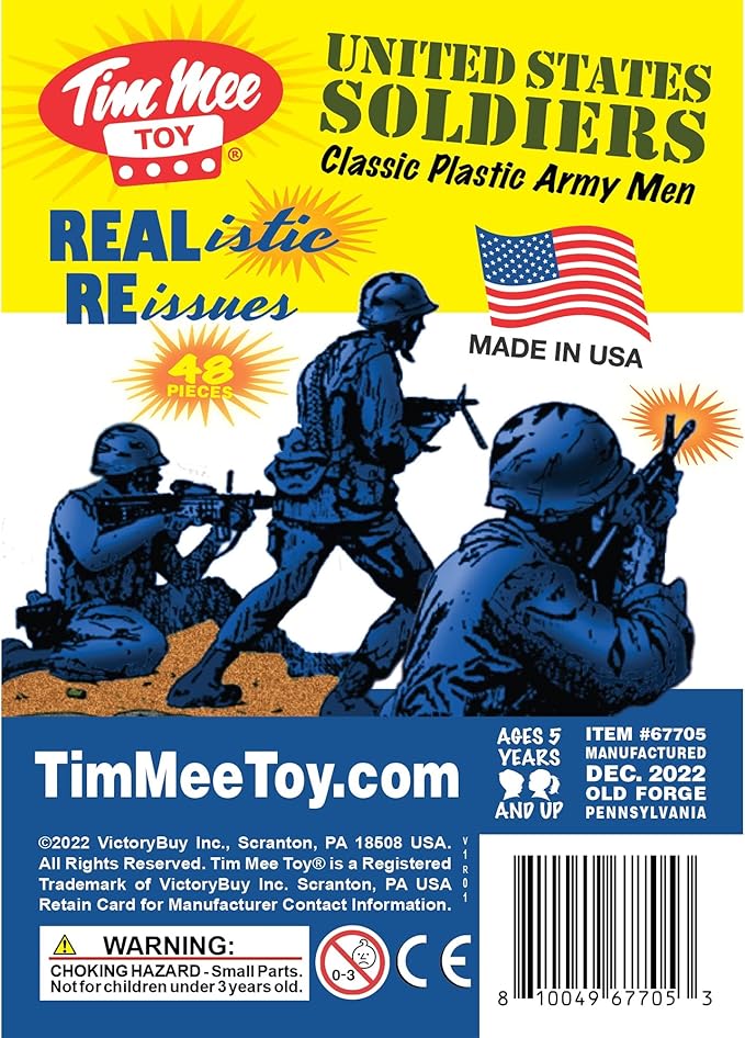 TimMee Plastic Army Men - Blue 48pc Toy Soldier Figures - Made in USA