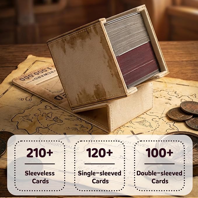 Wanted Poster Themed Deck Box with Commander Display, MTG Card Deck Case Fit 120 Single Sleeved Cards, PU Leather Magnetic Card Storage Box with 2 Dividers, Compatible with One Piece/TCG