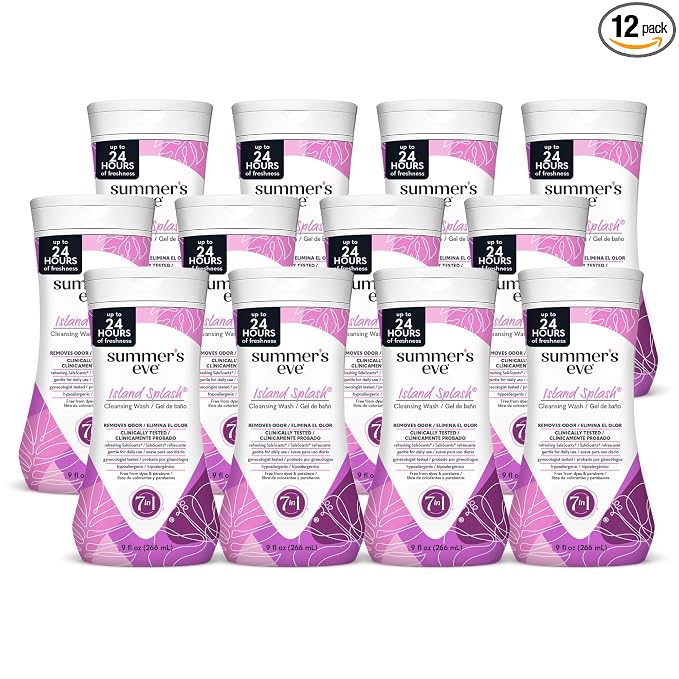 Summer's Eve Island Splash All-Over Daily Feminine Wash, pH-Balanced Body Wash for Women, Removes Vaginal Odor and Refreshes, 9 Fl Oz, Pack of 12
