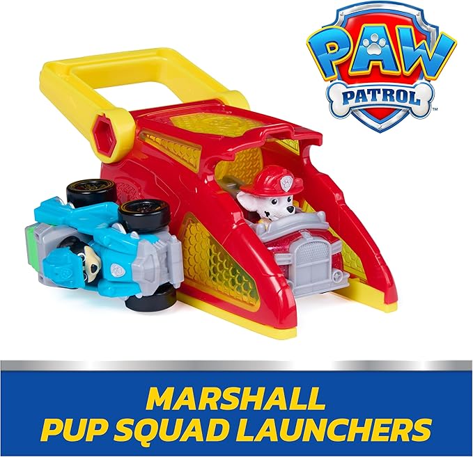 PAW Patrol Marshall Pup Squad Launchers with Rex Vehicle 2-Pack, Kids Toys for Boys and Girls Ages 3 and Up
