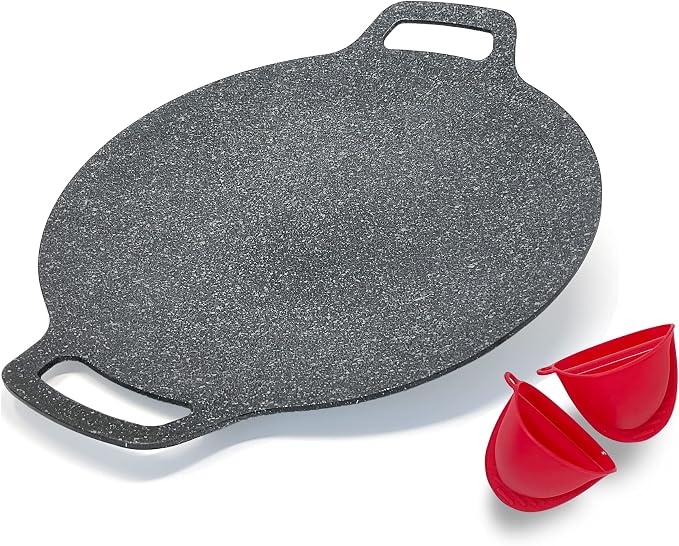Saltlas Korean Style BBQ Grill Pan for Stove Top, 13" Lightweight Round Griddle with Double Bottom, Nonstick Coating Frying Pan for Induction, Gas, Camping & Outdoor Grilling