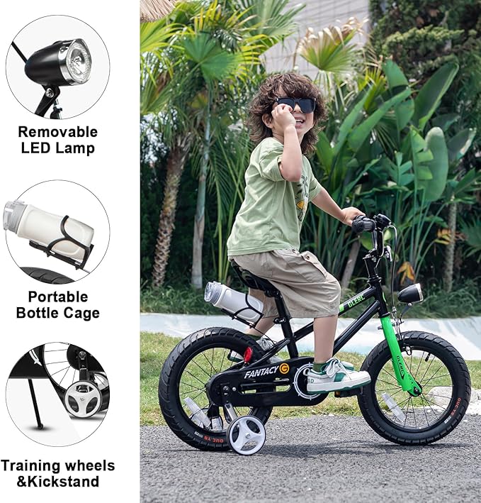Glerc Fantacy Kids Bike, 12-20 Inch Children Bicycle for 2-13 Years Old Boys Girls, Kids Bicycle with Water Bottle Holder & Headlight & Training Wheels, Multiple Colors