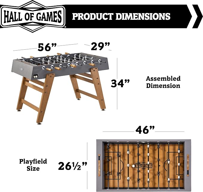 Hall of Games Foosball Tables Multiple Styles, Soccer with Durable & Stylish Designs with Tabletop Sports Soccer Balls, Perfect for Family Game Rooms | Multiple Styles