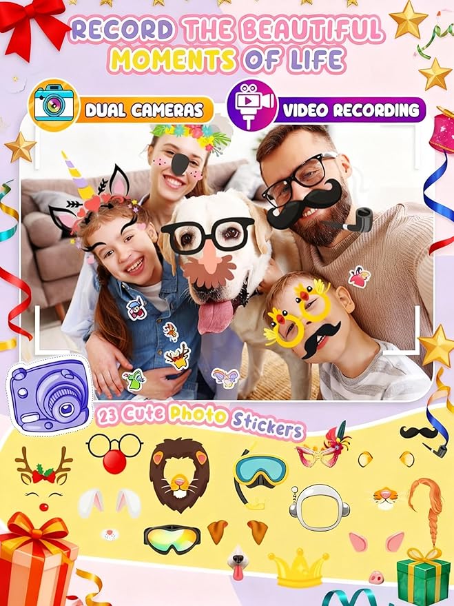 UCIDCI Unicorn Kids Smart Phone Toys for Girls Ages 3-7 with Dual Camera - Toddler Phone with Learning Games, Travel Toys with MP3 Music Player for Christmas, Birthday Gifts for 3 4 5 6 7 Year Old