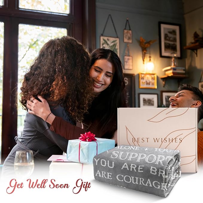 Gifts for Women or Men- Get Well Soon Blanket, Sympathy Gifts | Thinking of You Present, Inspirational Gift for Dad Grandpa Son Brother Friend Coworker, 60'' x 50''