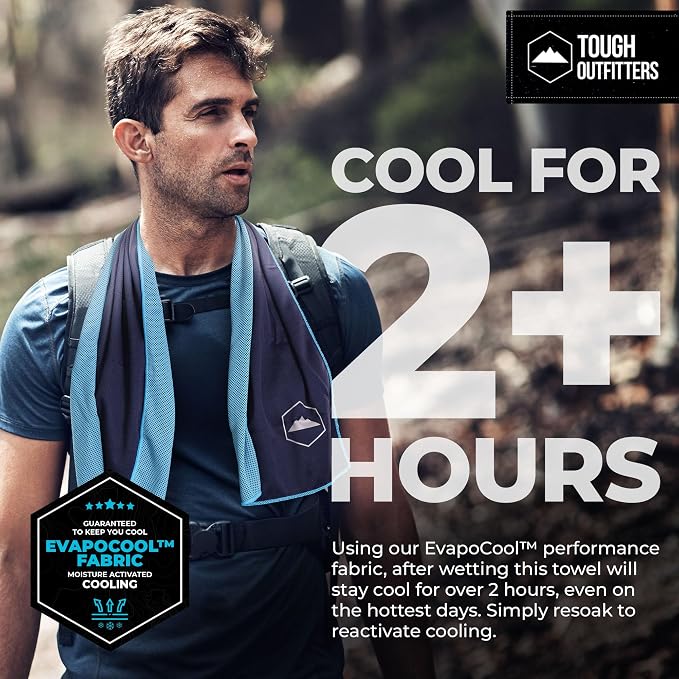 Tough Outdoors Cooling Towels for Neck Face - Neck Cooling Towel for Hot Weather Yoga Sports Golf Sweat - Instant Cold Towel