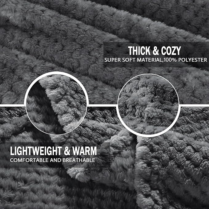 Exclusivo Mezcla Soft Waffle Fleece Bed Blanket King Size, Gray | Lightweight Plush Blanket for Bed, Bedroom, Cozy Flannel with Waffle Texture, Stylish Home Decor, All Season, 104x90 Inches