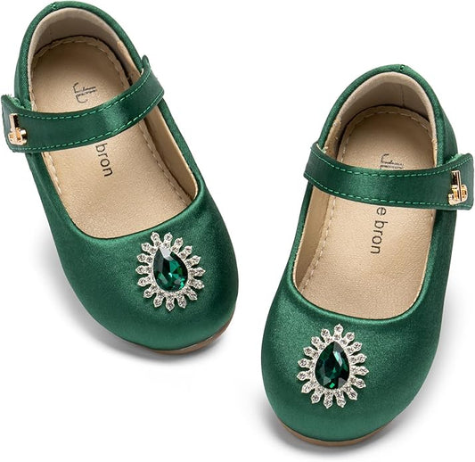 THEE BRON Mary Jane Ballet Flats - Girls' Dress Shoes with Hook & Loop Closure