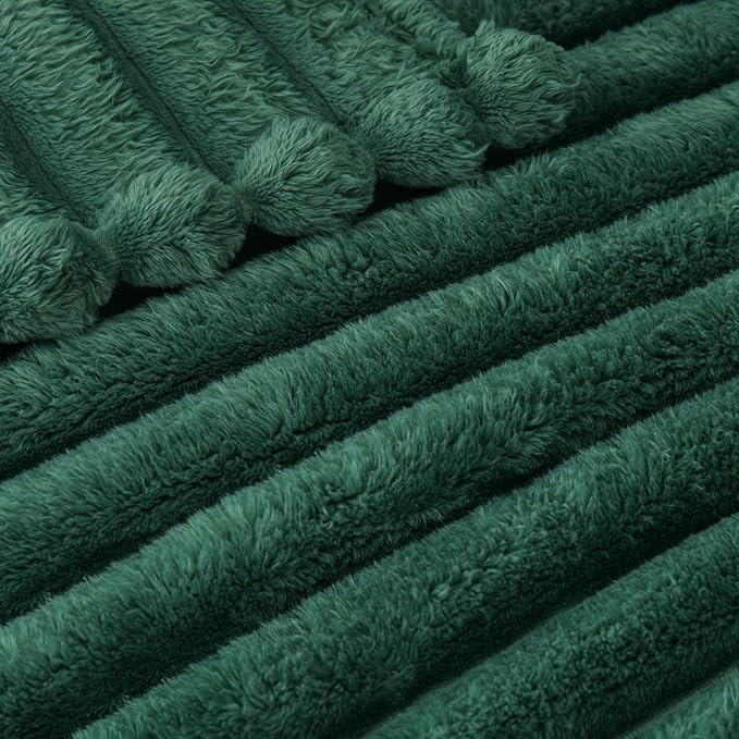 Exclusivo Mezcla Striped Queen Size Fleece Blanket for Bed, Couch, 90"x90" | Soft Breathable Cozy Bed Blankets, Lightweight Plush Fluffy Fuzzy Jacquard Decorative Blankets