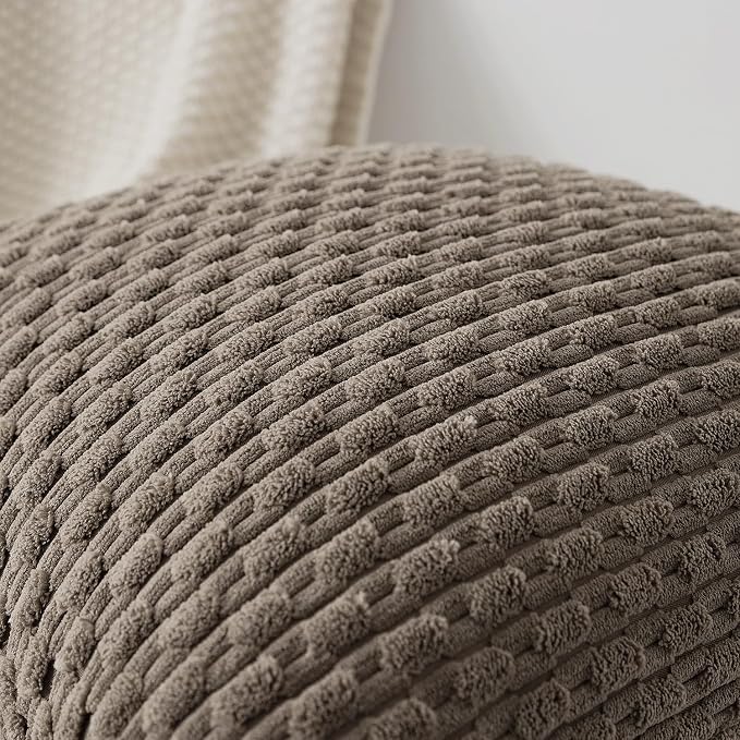 Kevin Textile Soft Corduroy 14"x22" Lumbar Pillow Cover 1 Pack, Light Brown | Boho Stripe Plush Corduroy Decorative Oblong Cushion Cover Modern Farmhouse Home Decor for Sofa Couch Bed Chair
