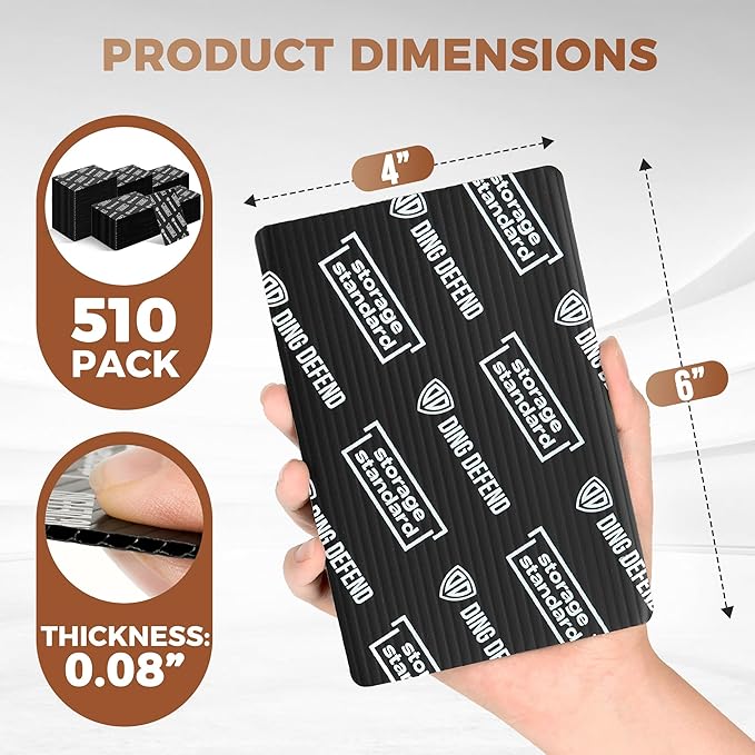 Ding Defend 4x6 Black Trading Card Shipping Protector 510 Pack - Sports Card Protectors Hard Plastic w/Rounded Corners, Hobby Shipping Shield for Graded Cards, Slabs, Top Loaders