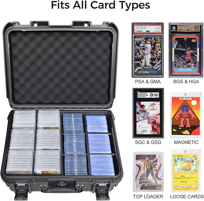 Turokacase Graded Card Case Storage Box – Extra Large Trading Card Storage Box with 8 Adjustable Dividers – Baseball & Sports Card Storage Case – Fits PSA, BGS, SGC, Toploaders & Magnetic Holders