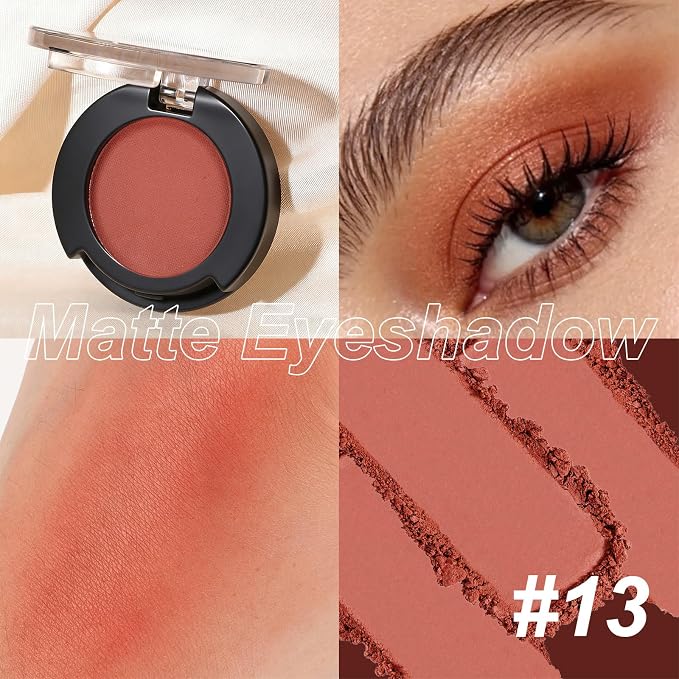 Single Eyeshadow, Rose Petal Matte Finish, Highly Pigmented Blendable Pressed Powder Eye Shadow, Long-Lasting Eye Makeup for Women, Buildable Color Payoff for Sweet Feminine Looks #13