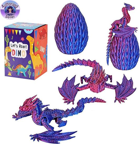 3D Printed Dragon,Flying Mystery Eggs Easter Articulated,3D Printed Crystal with Wings,3D Eggs with Dragon Inside,Adults Fidget Toys for Autism ADHD