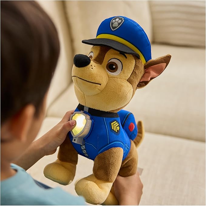Paw Patrol Room Patrol Chase Interactive Plush Toy with Over 75 Sounds, Light-Up Badges, and 3 Play Modes, Kids Toys for Boys & Girls Ages 3 and Up