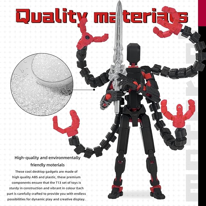Assembly Completed T13 Action Figure 3D Printed Multi-Jointed Movable T 13 Nova 13 Robot 13 Action Figure Desktop Decorations for Game Lovers