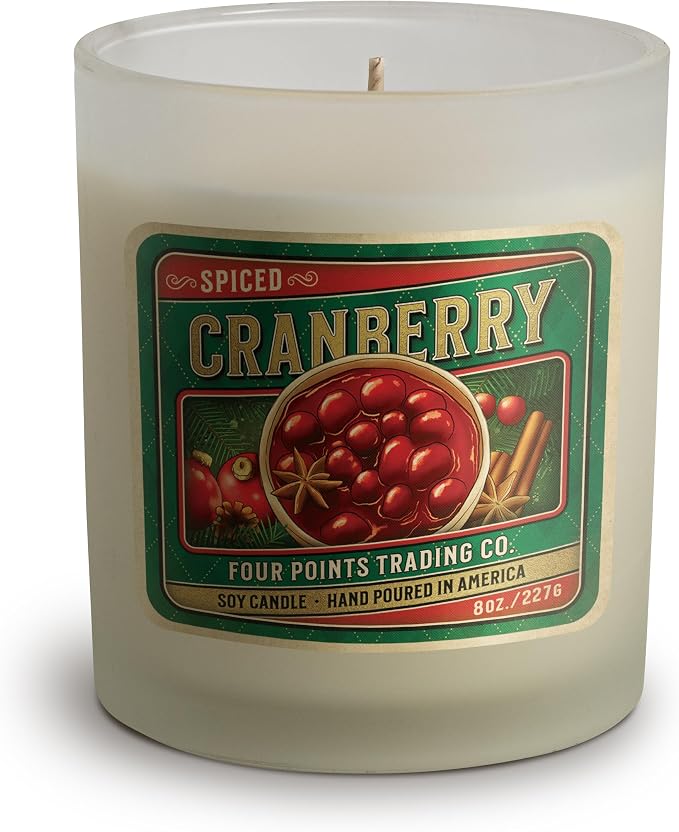 Four Points Trading Company Candles - Spiced Cranberry Aromatherapy Candle - Perfect Candle for Women or Men - Great for Birthday, Grandma, Mom, Home and Apartment Decor - 100% Soy Candle - 8oz