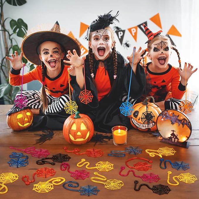 30 Pcs Sticky Spider Web Sticky Hands for Kids Bulk Halloween Party Favors Decorationsr,Spider Webs for Classroom Prizes,Kids' Halloween Goodie Bags Stuffers Pinata Stuffers Small Toys for Boys Girl