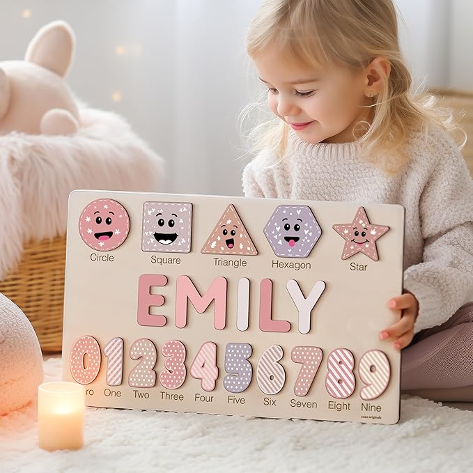 Custom Wooden Name Puzzle, Toddler Toys, Baby Girl Gifts, Gift for Kids, 1st Birthday Gift, Unique New Baby Gifts, Wooden Puzzle