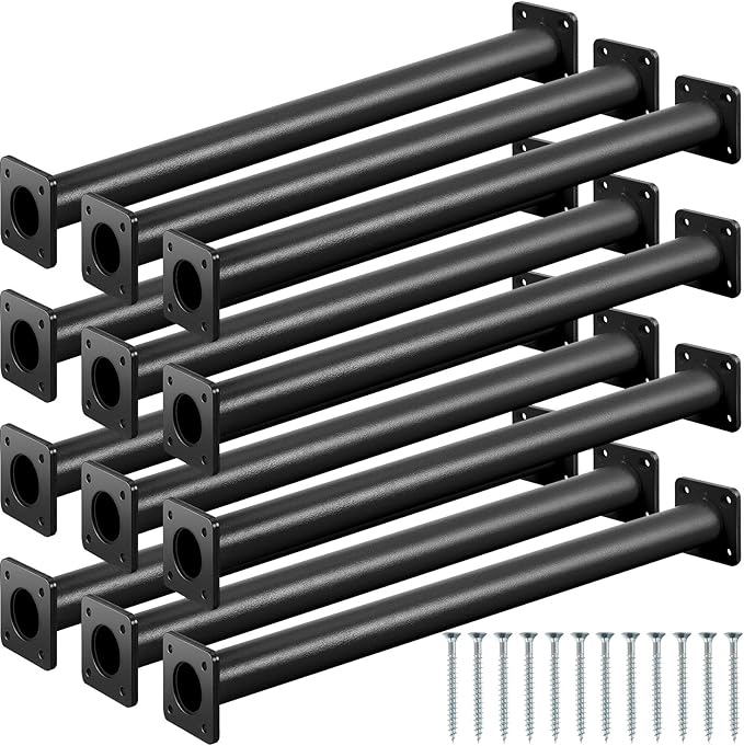 Dunzy 12 Pack Monkey Bars Swing Set Accessories Rods Playset Ladder Rungs Hardware Kit Steel Monkey Bar with Screws for Backyard Playground Equipment Mounting Plates(16.5 Inch,Black)