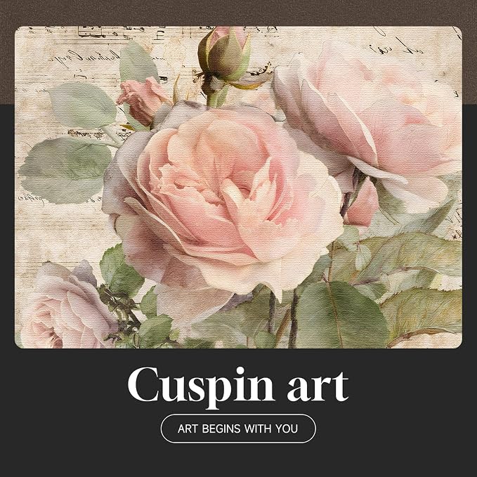 Framed Vintage Floral Wall Art, Set of 6 Boho Pink Rose Flower Canvas Painting Prints Artwork for Rustic Farmhouse, Retro Botanical Pictures for Bedroom Living Room Office Home Decor, 11x14