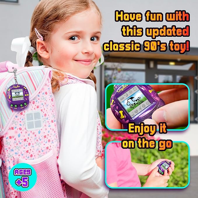 Giga Pets 2-in-1 Interactive Digital Pet Puppy Dog, Collector’s Edition Virtual Pets for Kids, 90’s Gaming Gift for Boys and Girls
