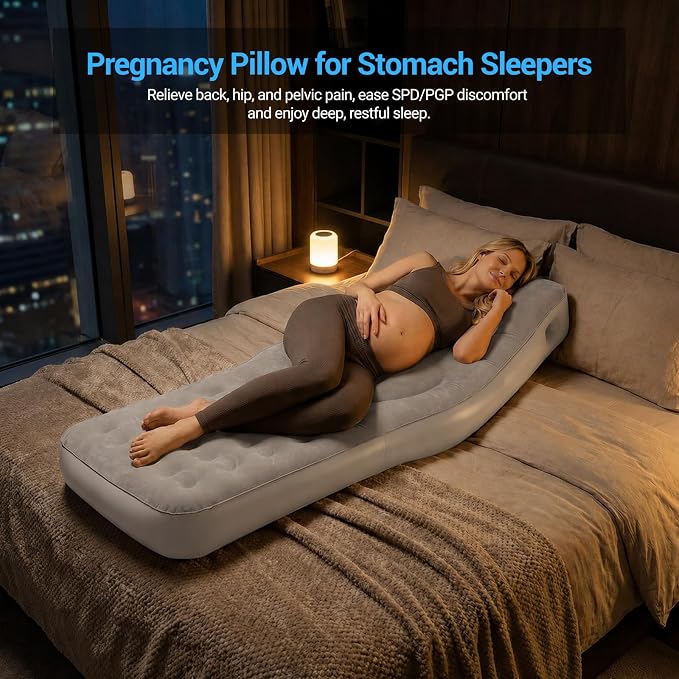 Inflatable Pregnancy Pillow with Belly & Head Hole, Prone Pregnancy Pillow for Stomach Sleepers, Belly Pillow Pregnancy Mattress for Pregnant Women, Maternity airbed Pool Float for Tummy Massage