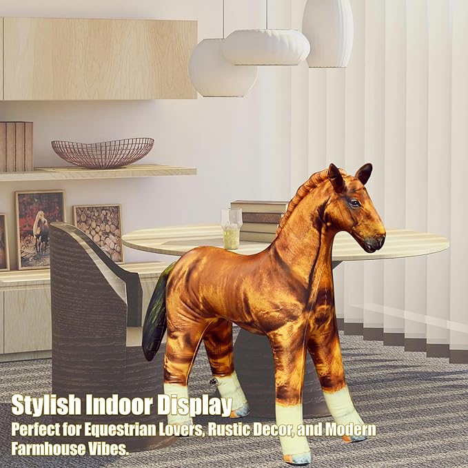 Jet Creations Inflatable Horse 38" L x 30" H – Golden Brown Blow Up Animal Toy for Kids Ages 3+ – Halloween, Fall & Western Party, Yard Display, Birthday & Holiday Decor, Photo Prop, 1 PC