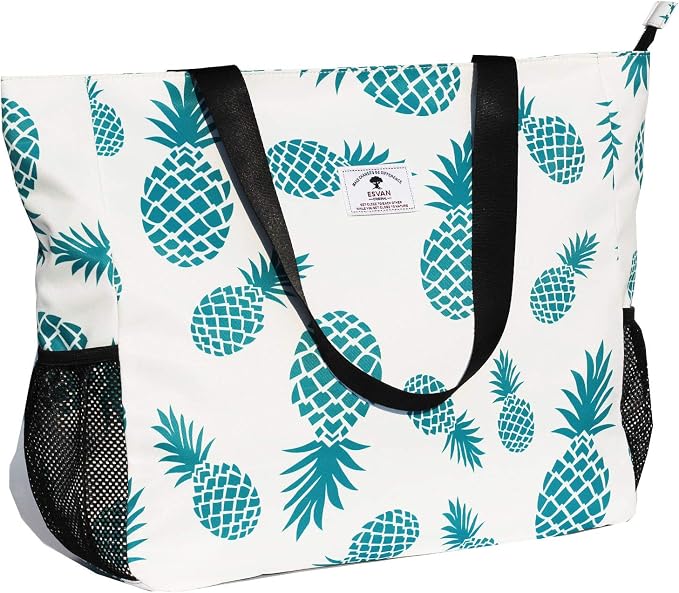 ESVAN LARGE BEACH BAG Water Resistant Lightweight 20 inch Women Oversize Tote Bag for Gym Beach Travel Pool Yoga Nurse