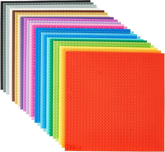 Strictly Briks Classic Stackable Brick Base Plates - Compatible with Lego Building Bricks - 24 Pack 6 x 6-Inch Multicolor - 20 x 20 Studs - Stackable Top & Bottom Sides