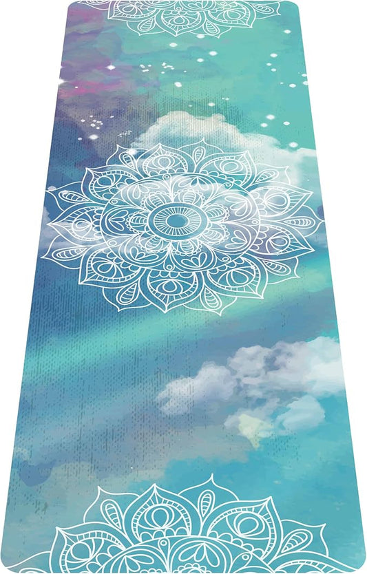 nuveti Printed Travel Yoga Mat-1/16 Inch Thick Non Slip Fitness Workout Mat with Carrying Bag, Foldable Lightweight Suede & Natural Rubber Yoga Mat for Yoga Pilates and Fitness 72" L x 24" W x 1.5mm