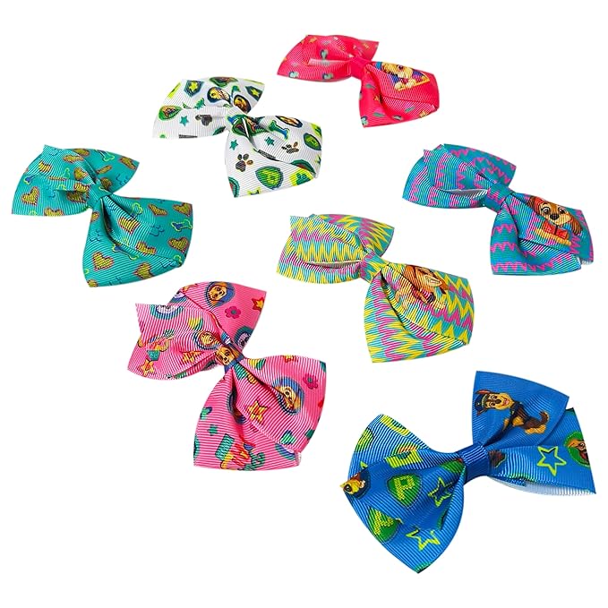 LUV HER Paw Patrol Alligator Hair Clips for Kids – 7-Pack Non-Slip 4-Inch Hair Bows – Girls Hair Accessories with Rescue Pup Prints – Ages 3+ – Non-Toxic Material