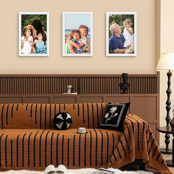 Picrit 12x18 Poster Frame Set of 12, Display 11 x 17 with Mat or 12 x 18 without Mat, Photo Frames for Wall Mounting Display, White