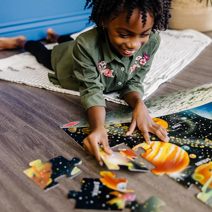 Melissa & Doug Solar System Floor Puzzle, 48 pc Jumbo Jigsaw Puzzle, Educational Screen Free Activity for Toddler, Preschoolers and Kids Ages 3+ (2 x 3 Feet) - FSC Certified
