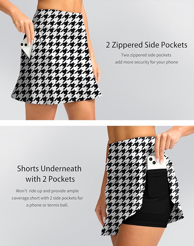 16" Golf Skorts for Women with 5 Pockets | Athletic, Tennis Skirt, High Waisted, Pickleball, Travel, Casual, Lightweight, Ruffle Summer Skirt, with Shorts