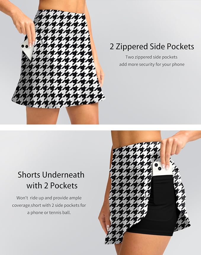 16" Golf Skorts for Women with 5 Pockets | Athletic, Tennis Skirt, High Waisted, Pickleball, Travel, Casual, Lightweight, Ruffle Summer Skirt, with Shorts