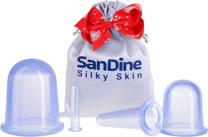 Body Cupping Therapy Sets - Sandine Face Cupping Set - Facial Cupping System - Silicone Massage Cups - Cupping for Cellulite Kit - Ideal to Shape Your Cheeks, Chin by Sandine (Blue)